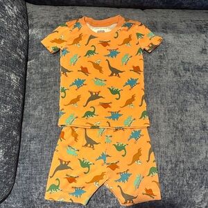 Janie and Jack Orange Dinosaur Pajama Set